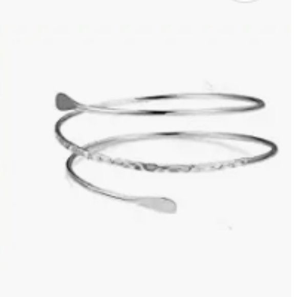 Silver Upper Arm Bracelet Cuff Armlet - Picture 3 of 6